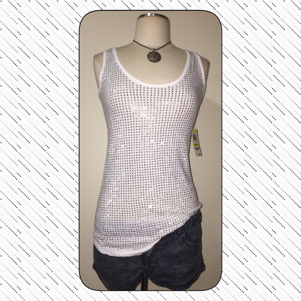 🌺🌺INC WHITE SPARKLE BLOUSE Sz M🌺🌺